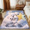 1PC Custom Name Polar Bear Family Winter Night Theme Floor Mat Ideal for Living Room, Game Rooms, Office, Bedroom,Floor Mat Playful Design