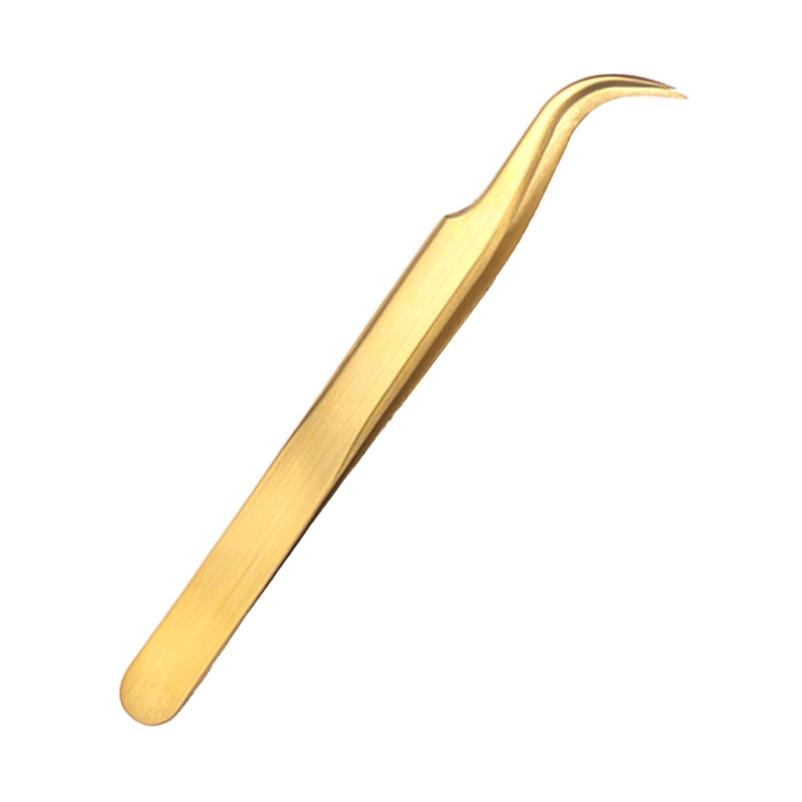 

Gold Color Stainless Steel Eyelash Extension Tweezers Curved Straight Lashes Tweezer Eyelashes Nail Makeup Tools