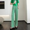 Women's High-Waist Plaid Wide-Leg Pants - Summer Slim Fit, Lightweight, Casual Drape Design