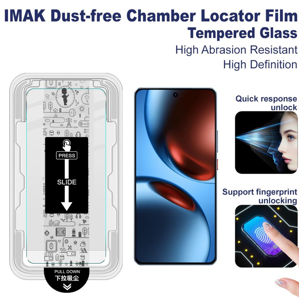 IMAK H Serie Für Realme GT 7T 5G/GT 7 5G Schutzfolie aus gehärtetem Glas Staubfreie Installation (Entsperren per Fingerabdruck)