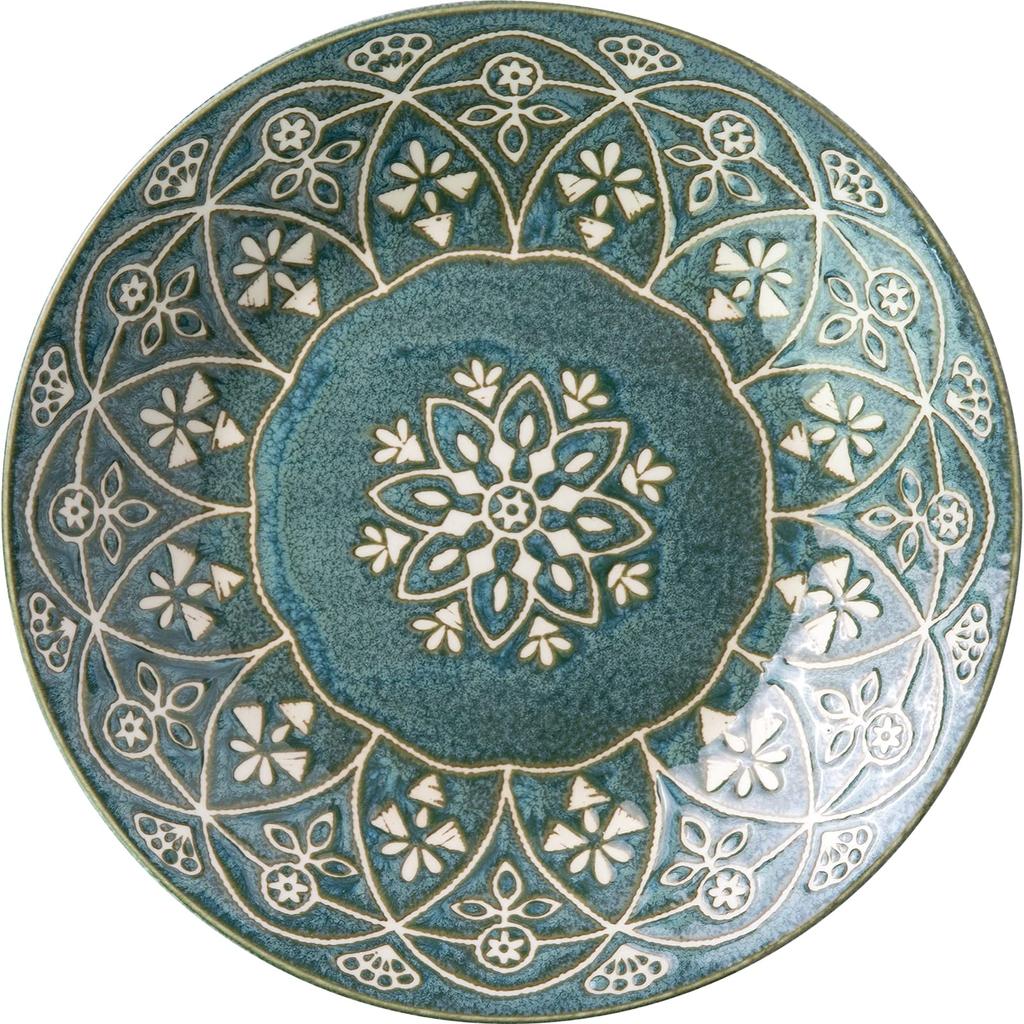 Minoru Pottery (Minorutouki) Large Plate Moroccan Green L (Diameter 24cm) 4965583756774