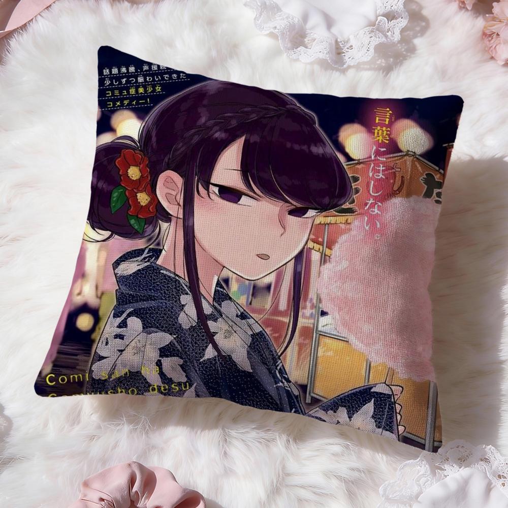 Anime Komi Cant CommunicateS Cushion Cover Premium Comfort Reversible Pillow Cove -Two in One Design for Any Room & Car Interior
