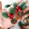 10pcs Artificial Floral Decor Christmas Pine Cone Red Christmas Berry Pine Cone Christmas Ornament DIY Home