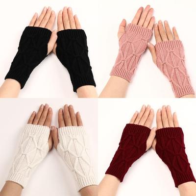 Knitted Fingerless Gloves Half Finger Winter Mittens New Wrist Sleeves  Outdoor