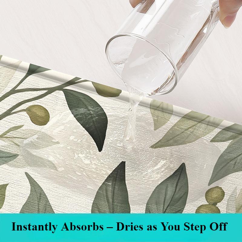 Luxury Floral Bath Mat - Extra Thick & Quick Dry Sponge - Super Absorbent, Skin-Friendly, Non-Slip Bathroom Rug - Elegant Style