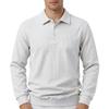 Men's Heavyweight Waffle Knit Button Down Collar Long Sleeve Polo Shirt.