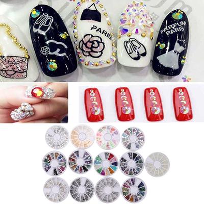 1 Box Colour Steel Bead 3D Round Nail Studs Nail Rhinestone  Decoration