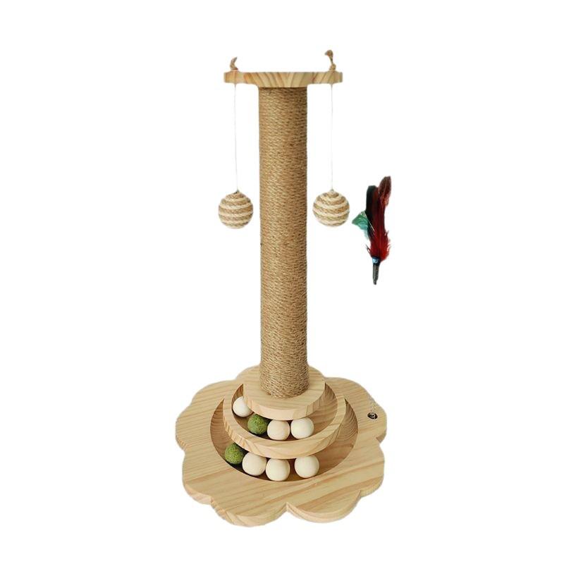Premium Solid Wood Cat Scratching Post with Durable Sisal - Non-Shedding Cat Toy and Tree