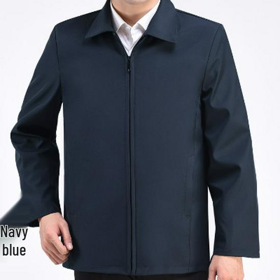 Men's Lapel Jacket - Mid-Aged & Elderly Spring/Autumn/Winter Overcoat Dad's Wear