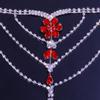 Stonefans Fashion Red Flower Rhinestone Thong Panties Bikinis Set Women's Jewelry Luxury Belly Chains for Waist Bikinis Party