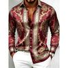 Camicia da uomo con stampa barocca a maniche lunghe con design retrò alla moda 10 colori Top casual da esterno da uomo
