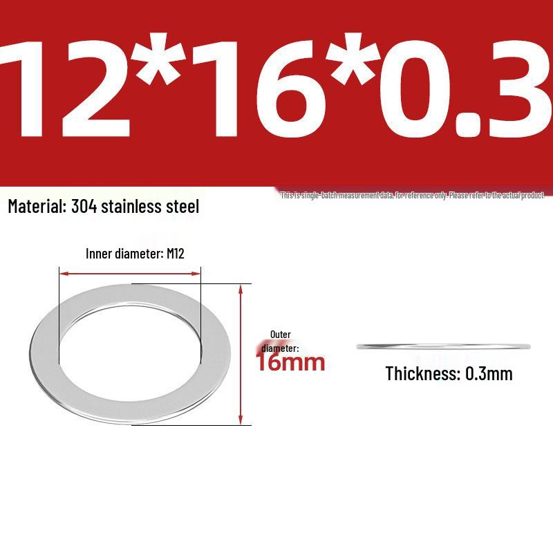 304 Stainless Steel Ultra-Thin Flat Washers - Available in Thickness: 0.1mm, 0.2mm, 0.3mm, 0.5mm