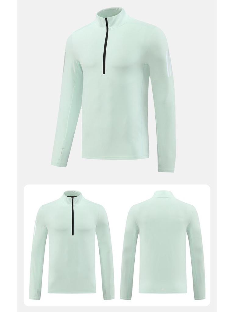 Men's Quick-Dry Long Sleeve Half-Zip Stand Collar Running T-Shirt - Breathable Autumn/Winter Base Layer
