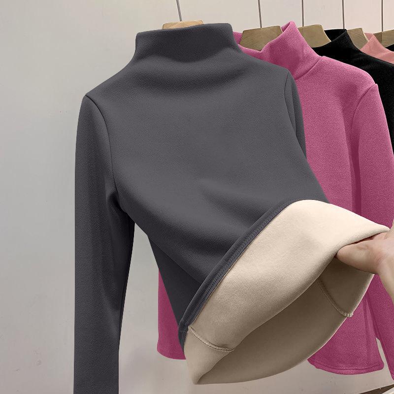 

Женская зимняя футболка с полувысоким воротником, однотонная, с длинным рукавом, базовая, с подогревом XS