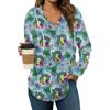 Women's Fashion Hoodies V Neck Long Sleeve Christmas Printed Drawstring Casual Loose Pullover Tops