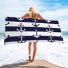 Gestreiftes Anker Strandtuch 3D-Bedrucktes Leichtes Mikrofaser-Strandtuch Wasserabsorbierendes Schnelltrocknendes Badetuch