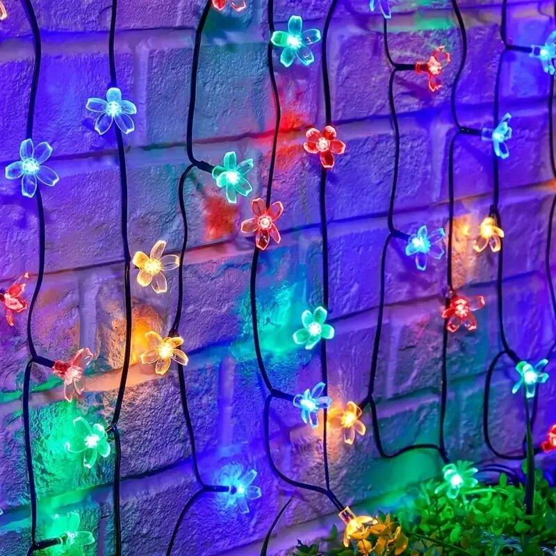 

1 шт. Светодиодная гирлянда «Солнечная сакура» для улицы, водонепроницаемая, сказочные огни, атмосферные декоративные огни для сада, газона, двора, забора 1PC 6.5M30LED