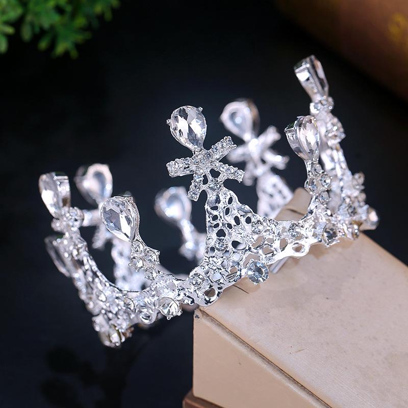 Children's Crown Birthday Crown Baroque Hairband Zircon Crown  Wedding Dress Headwear Large Crown  Bride's Crown