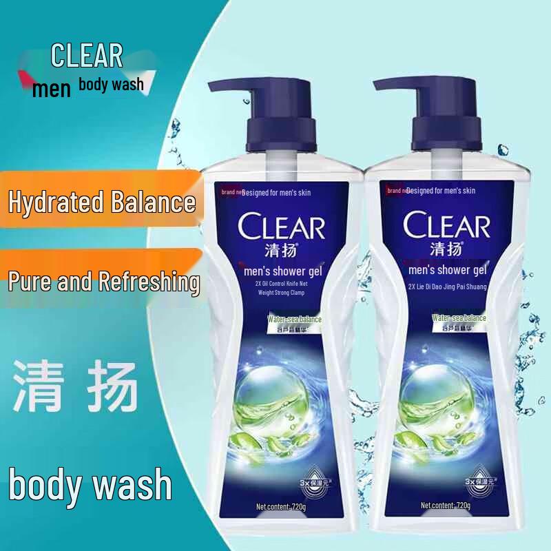 Гель для душа CLEAR с ароматом мужского одеколона, 2 x 720 г