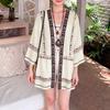 ZANZEA Womens Casual Open Front V-Neck 3/4 Sleeve Beach Cover Up Cardigan Blouse