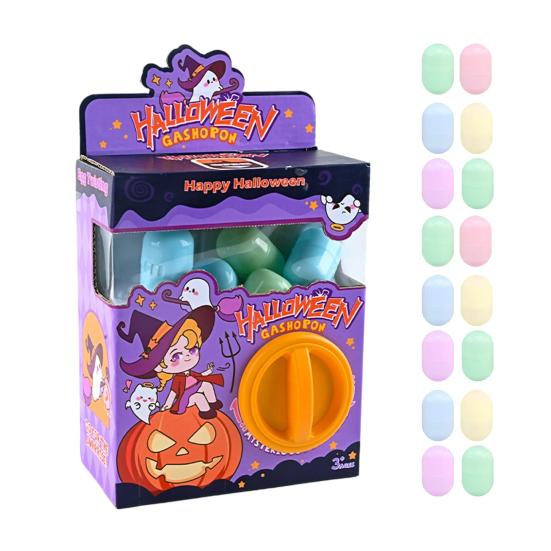 Halloween Mini Capsule Toy Machine 6/12/16 Random Surprise Eggs Cute Cartoon Gashapon Machine Mini Round Capsule Gift for Kindergarten Xmas Easter