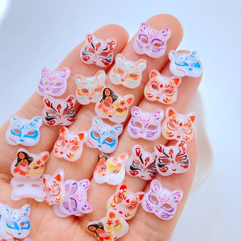 50Pcs New Cute Resin 10mm Mini Mask Series Flat BackFit Phone Manicure Deco Anicure Embellishments For Hair Bows Accessories