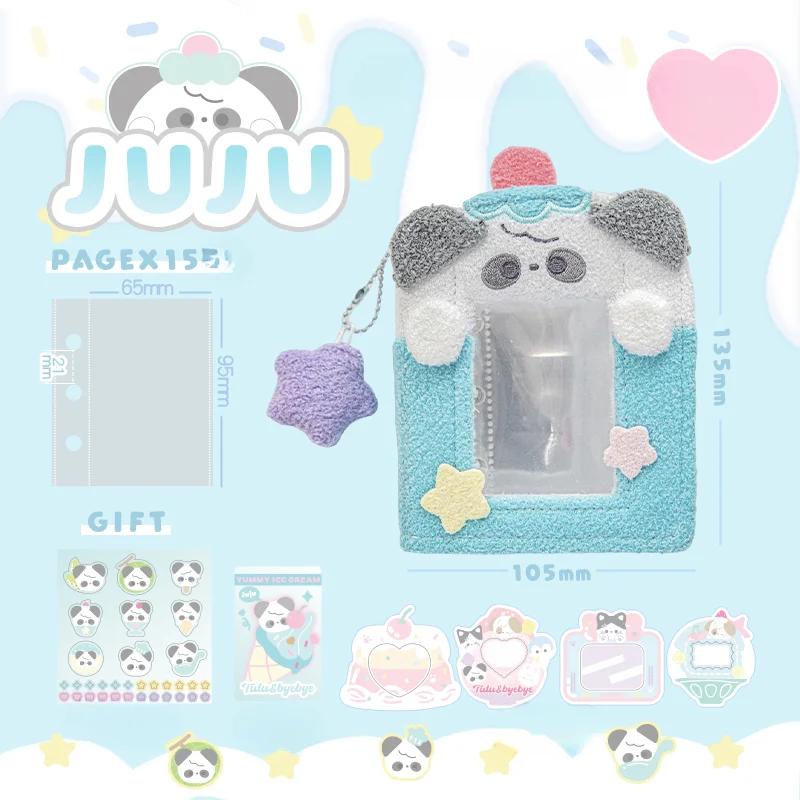 Kawaii Welpen Katze Plüsch Mini Album 3 Zoll Kpop Fotokarten Binder Buch Flauschig Weich Idol Karten Sammelalbum für Mädchen Geschenke Neu