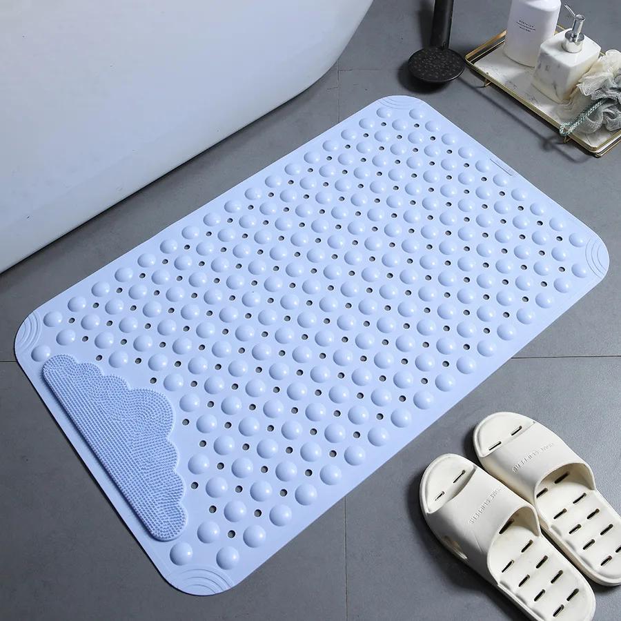 Anti-skid TPE Bath Mats Rectangle Soft Shower Bathroom Massage Mat Suction Cup Non-slip Bathtub Carpet Wash Foot  Bath Mat