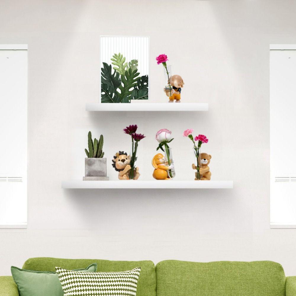 Handmade Animal Flower Vase Shatterproof Resin Flower Container Cartoon Animal Statue Home Decor