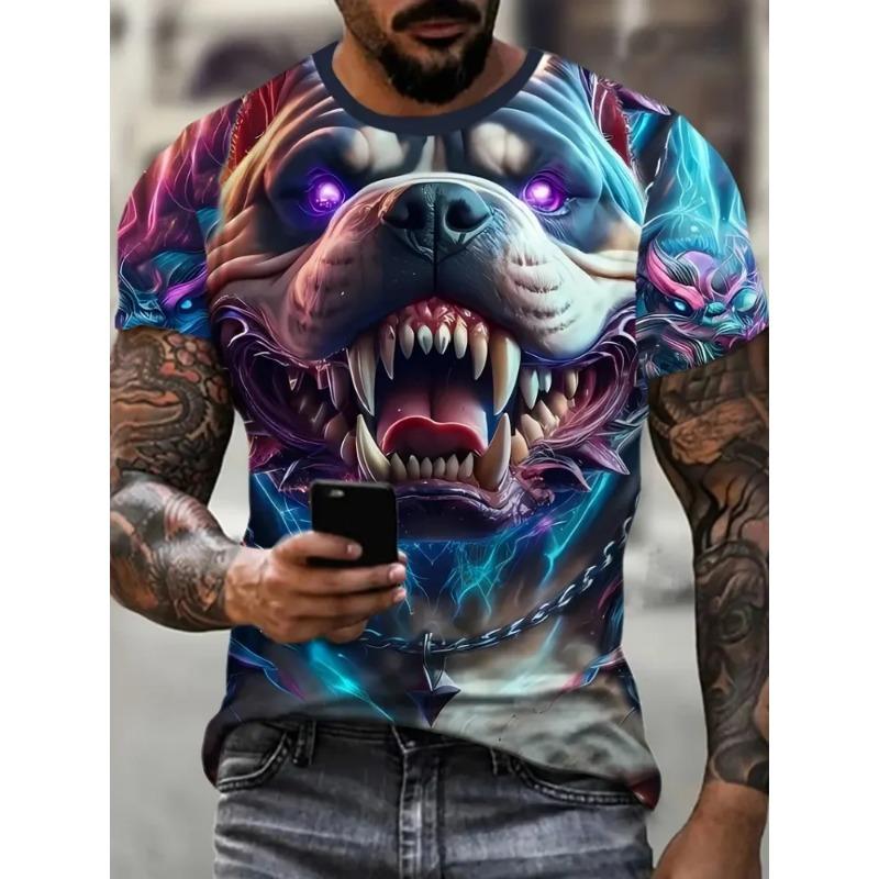 

3D Dog Printed T-shirts Summer Street Daily Casual Crew Neck Short Sleeve Tops Harajuku Funny Pattern Men s T-shirts 5XL