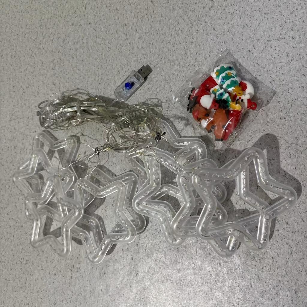 high qualityLED Christmas Curtain Lights with Santa Claus & Classic -in/- String Lights Suitable for Indoor Room Window Holiday Decorations -