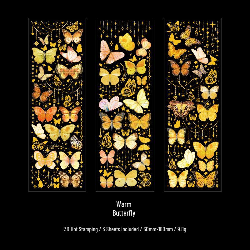 

Butterfly Light Shining 3D Hot Stamping Stickers - Retro Journal DIY Collage