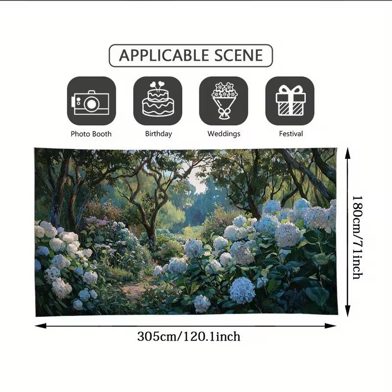 

2D Flat Printing Forest Backdrop, Lush Hydrangea Garden Photography Background for Events 47.2x31.5inch/120*80cm