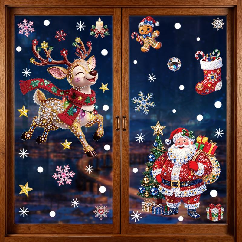 Christmas Decoration Window Stickers Traceless Home Window Decorations Static Cling New Year Xmas Festival Party Decor Pvc