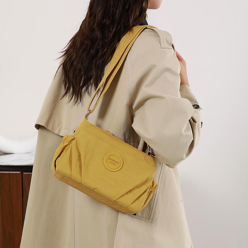Pleated Multi-compartment Women's Bag Nylon Waterproof Lightweight Shoulder Bag