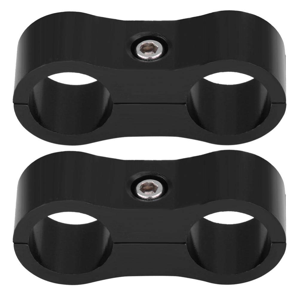 Qiilu [2pcs] AN6 Hose Separator Clamp Fitting Adapter Bracket Aluminum Alloy Universal (Black)