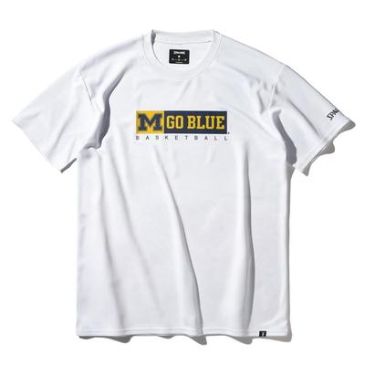 SPALDING Michigan Go Blue Basketball T-Shirt, White, XL, SMT25024M