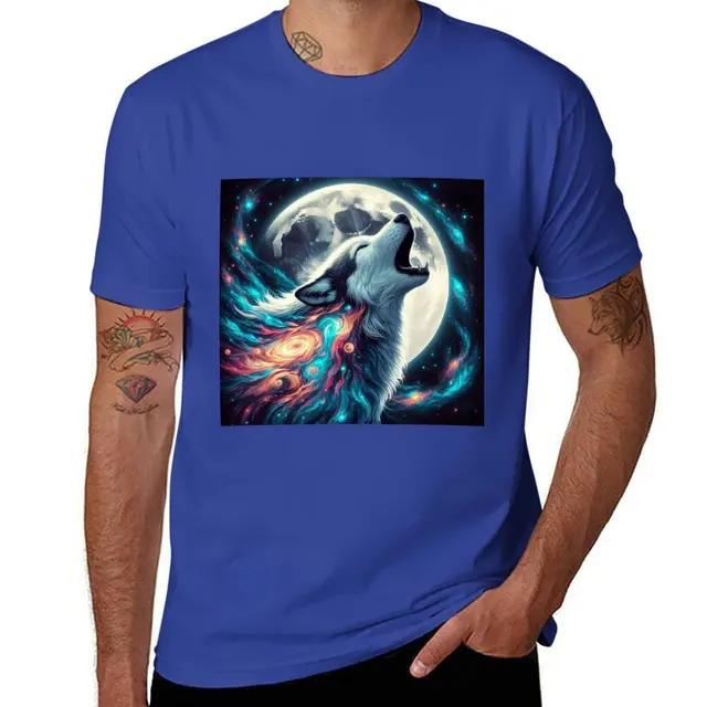 Cosmic Wolf Howg At the Moon TShirt Plus Size Tops New Edition Kawaii Clothes Tshirts for Unisex