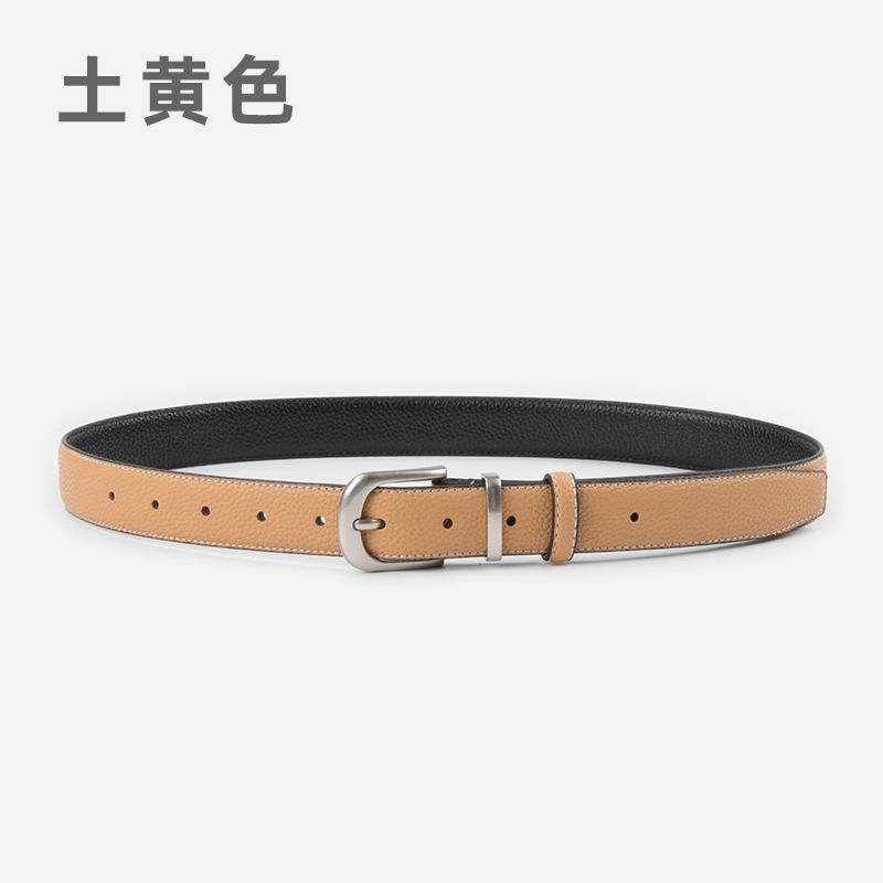 Lychee Pattern First Layer High-End Leather Women'S Belt Cowhide With Sweater Skirt Jeans Women'S Belt Belt Belt