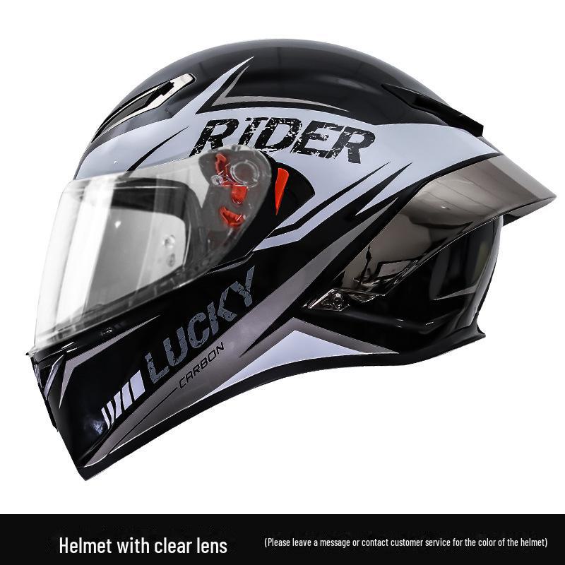 3C Certified Men's Carbon Fiber Full-Face Motorcycle Helmet, Double Lens, All-Season
