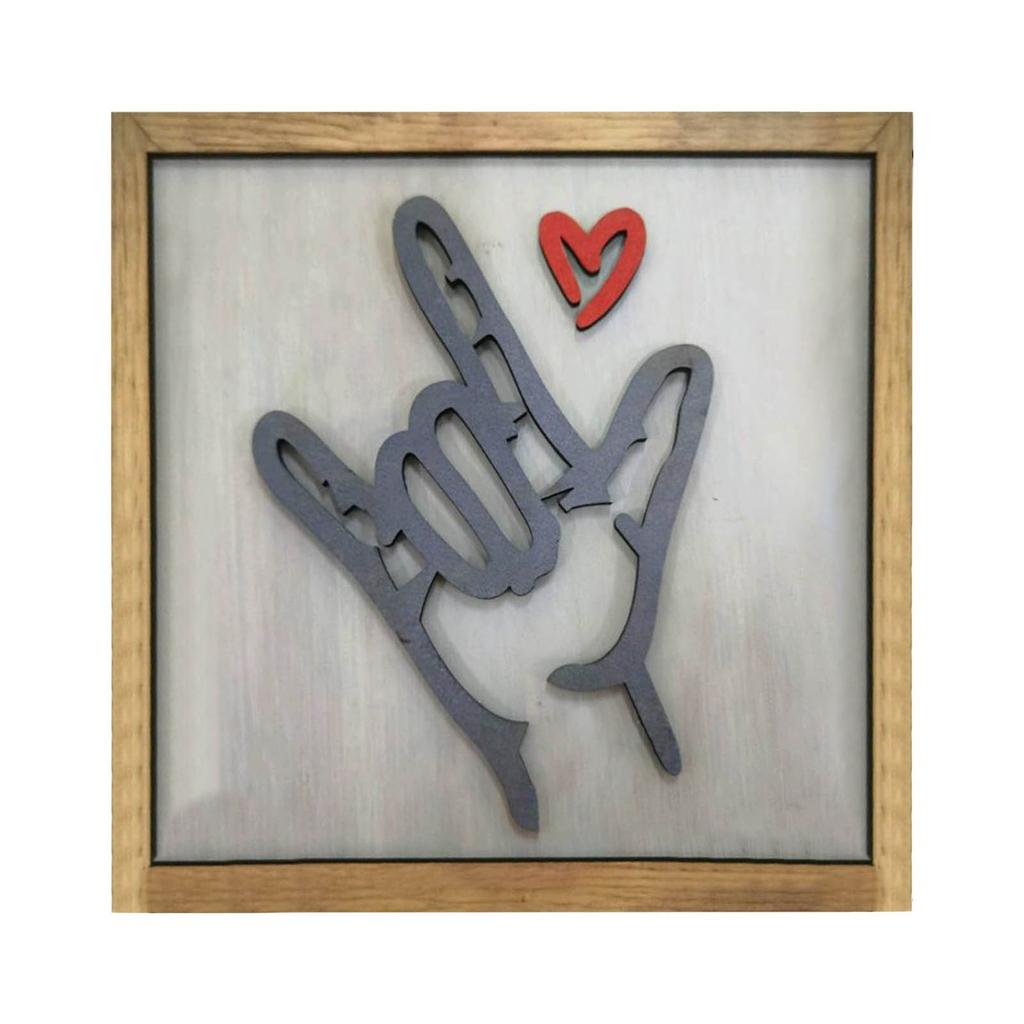 The I Love You Sign Language, Wooden Sign, Wood Farm-house Decor Art Wall Home Decoration