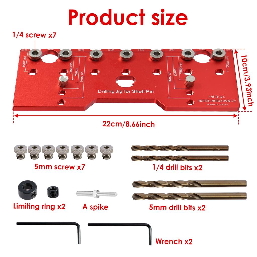Shelf Pin Jig 32mm Spacing Aluminum Alloy Shelf Pin Drilling Guide Precise Straight Hole Cabinet Mounting Template Woodworking