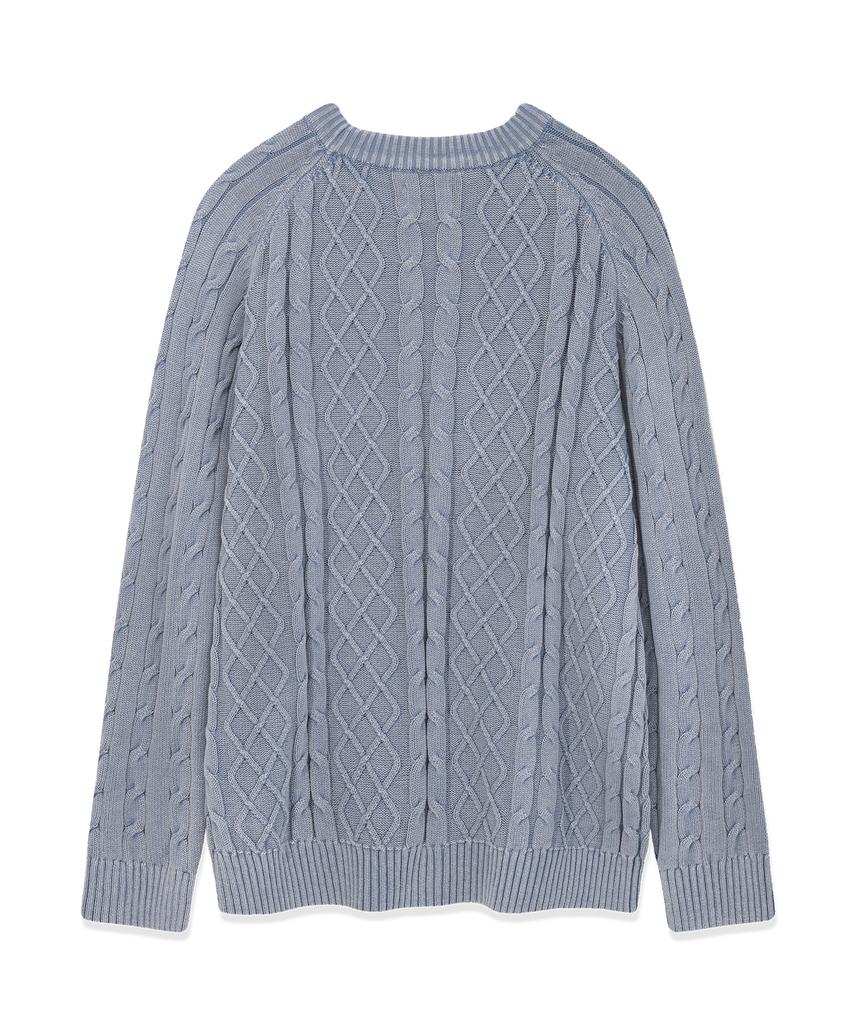 WACKY WILLY Washed Cable Texture Pullover Blue
