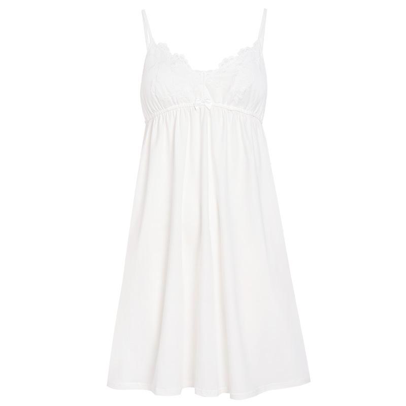 Women's Summer Cotton Lace Nightgown - Court Style Sexy Princess Pajamas with Embroidery and Chest Pad, Wearable Out or As Homewear.