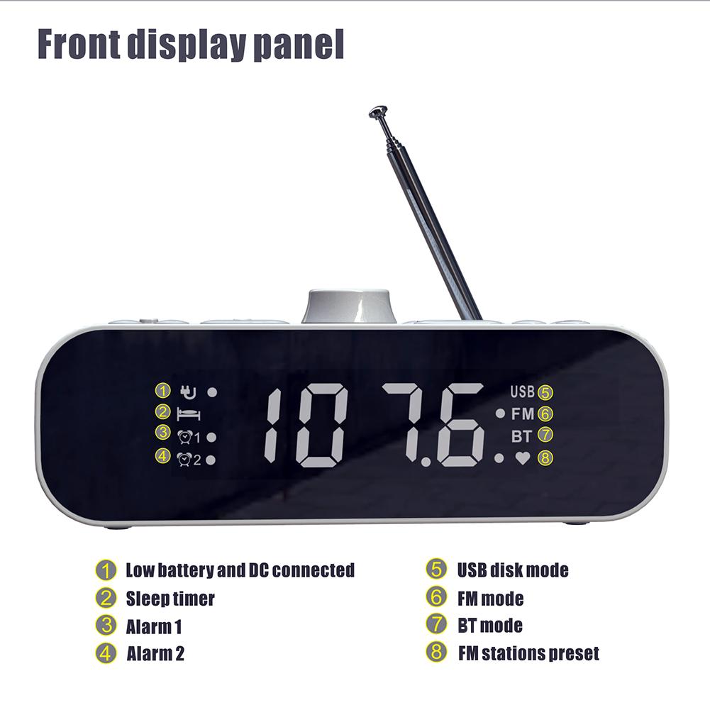 Digital Alarm Clock Radio LED Display Digital Radio Rechargeable Clock Radio with Auto-Off Timer for Home
