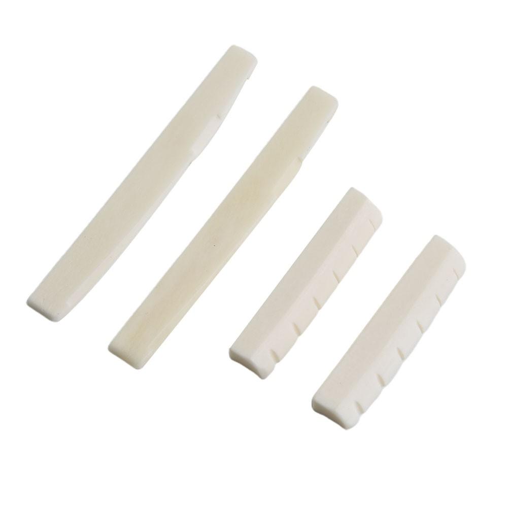 2 Sets Of 4 Pcs 6 String Acoustic Guitar Bone Bridge Saddle 72mm and Nut 43mm