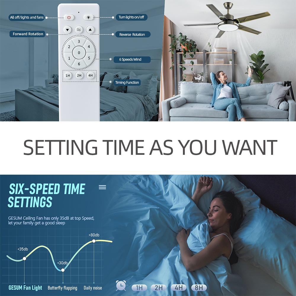 IRALAN Modern Ceiling Fan Lamp With 3-Color Temperature Adjustment Low Noise Easy Installation Suitable For Bedroom Office Decor