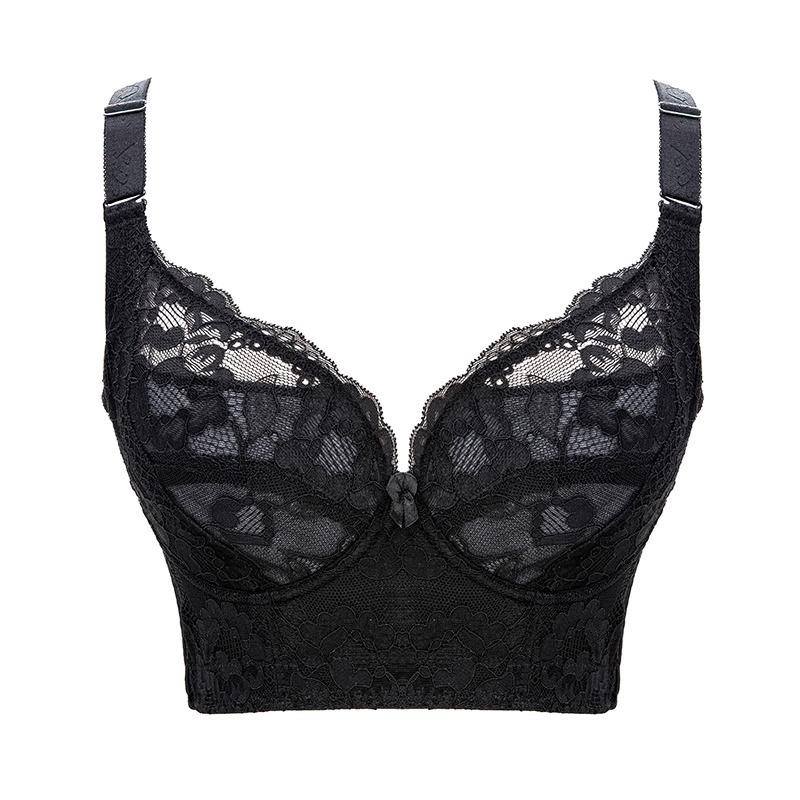 

Women s summer thin collection, secondary breasts lace bra, corrective adjustment bra, anti-sagging 34/75B чёрный