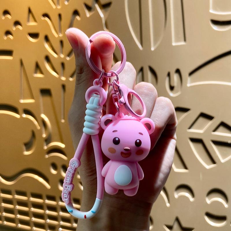 Cute Bear Keychain Pendant - Cartoon Butter Bear Doll for Bags and Gifts Single OPP Bag Packaging