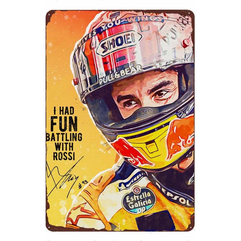 Motorradfahrer Klassischer Sport Rennsport Blechschild Vintage Metallposter Dekor Man Cave Garage Wandschilder Kunstplaketten Blechschild